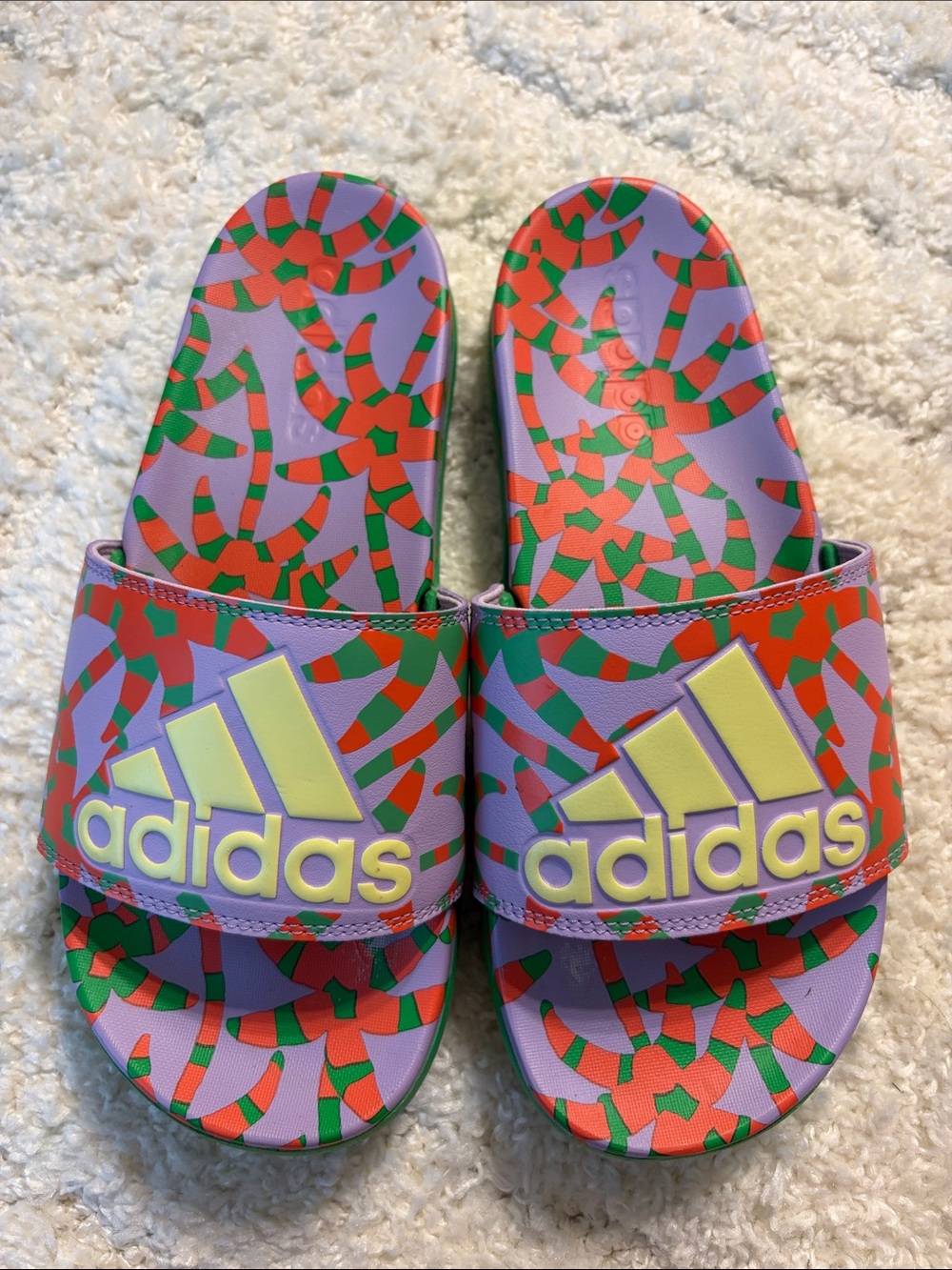 adidas Women’s FARM RIO Purple, Orange, Green Multi Athletic Slide Sandals